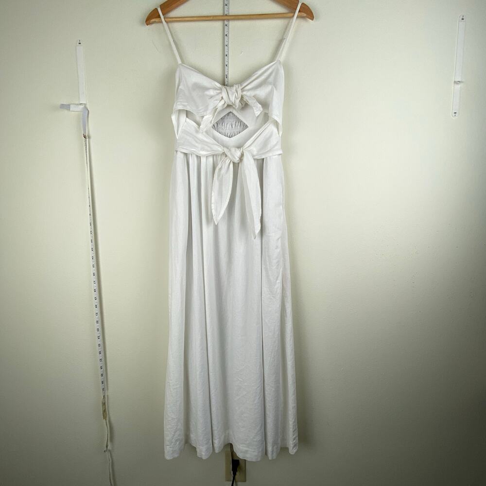 Madewell White Linen Blend Midi Dress Sweetheart Cutout Tie Back 10 - Picture 8 of 16